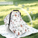 TANOFAR Baby Carseat Canopy, Peekaboo Opening Car Seat Canopy for Babies, Soft and Breathable Infant Carrier Canopy, Multi-use Baby Carrier, Stroller, Nursing Cover, Minky Blanket, Animal Leaf by TinyTreasures Baby Boutique