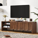 ORRD 63'' TV Stand, Modern TV Console Table Wave Panel Television Stands Entertainment Media Center with Storage Compartment and Sliding Door for Living Room (Walnut) by CozyNest Decor