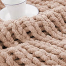 Battilo Chunky Knit Throw Blanket, Soft and Thick Chenille Throw Blanket, 50"x60" Handmade Cable Knit Crochet Blanket, Large Rope Knot Throw Blankets for Couch Sofa Bed Home Decor, Pink by CozyNest Decor