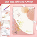 SUNEE Academic Planner 2025-2026 Weekly and Monthly, July 2025-June 2026, 8.5"x11", Tabs, Note Pages, Pockets, Bookmark, Flexible Cover, Spiral Binding, Blushing Abstract Breeze by TinyTreasures Baby Boutique