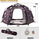 Portable Hexagon Kids Play Tent with LED Strip Lights Indoor Children Play House Easy Set-up Space Dream Tent for Night.4-5 Person Large Tents & Birthday Gifts by TinyTreasures Baby Boutique