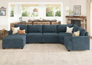 Nolany Sectional Sofa with Storage Ottoman, U Shape Sectional Couch with Chaise, Corduroy Modular Sectional Couches for Living Room, Blue by CozyNest Decor