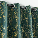 Grommets Blackout Long Window Curtains Green Gold-52W*95L 2PCS Drapes for Bedroom by CozyNest Decor