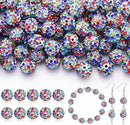 160pcs 10mm Rhinestone Beads for Jewelry Making, White Mixed Shiny Round Disco Ball Beads Bulk, Sparkle Crystal Clay Christmas for Bracelet Baseball Necklace Earring Crafting and DIY by TinyTreasures Baby Boutique
