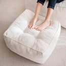 HIGOGOGO Square Stuffed Pouf Ottoman, Corduroy Poufs with Foam Chunk Filling, Furry and Fluffy Pouf Foot Stool Storage Ottoman, 21 X 21 Floor Poufs Foot Rest for Living Room, Beige by CozyNest Decor