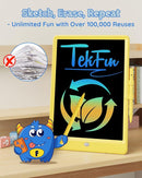 TEKFUN Toys for Girls Boys 10IN LCD Writing Tablet, Magic Doodle Board with Anti-Lost Stylus, Mess Free Coloring for Toddlers Drawing Pad, Toddler Travel Car Plane Trip Toys Gifts (Yellow) by TinyTreasures Baby Boutique