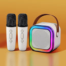 Mini Karaoke Machine for Kids with 2 Wireless Microphones and Lights, Bluetooth Connect Phone to Sing, 4-12+ Year Old Girl Boy Birthday Gifts, Teen Girl Gifts Trendy Stuff (Beige) by TinyTreasures Baby Boutique