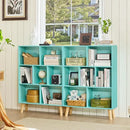 LEYAOYAO 7 Cube Bookshelf 3-Tier Bookcase with Legs, Mint-Green Kids Book Shelf Cute Storage Organizer, Toy Shelves Bookshelves,Wood Display Bookcases by CozyNest Decor