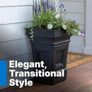 Step2 Atherton Square Planter, Large Planters for Outdoor Plants, Gardening and Flower Pot for Patio or Porch, Efficient Drainage, Durable Plastic, Onyx Black by CozyNest Decor