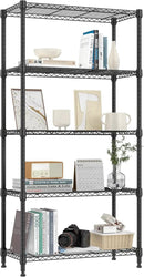 1250 lbs 5 Tier Shelf Metal Storage Shelves Shelving Wire Rack Heavy Duty Closet Organizers for Garage Kitchen Bathroom Laundry Black 13.8" D x 29.5" W x 59.5" H by CozyNest Decor