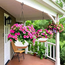 2 Pack 12 Inch Large Hanging Planters with Chains Self Watering White Brown Plastic Hanging Pots for Indoor Outdoor Plants, Garden Porch Home Decor，White Brown by CozyNest Decor