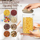 Round Glass Jars Canister with Wood Lid 40 FL OZ [Set of 3], Container Jar with Sealing, Lids for Oat Pasta Flour Cereal Rice Sugar Tea Coffee Beans, Best for Kitchen & Pantry by CozyNest Decor