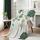 Sage Green Leaf Throw Blanket Mid-Century Green and Gold Boho Flannel Blankets for Couch Bed Living Room Sofa, Decorative Patterned Super Soft Cozy, 50x60 in by CozyNest Decor