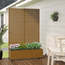 Casaphoria Metal Raised Garden Bed with Trellis and Wheels, 72"x47"x16" Planter Box for Climbing Plants, Vegetables & Vines, Features Drainage Holes and Privacy Screen (Brown-Louvered) by GreenHaven Gardens