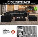 118" 6-Seater Cloud Sofa,Modular Sectional Couch with Ottoman,Modern Deep Seat Upholstered Couches with Corduroy Fabric for Living Room Furniture,Bedroom and Apartment,No Assembly Required,Black by CozyNest Decor