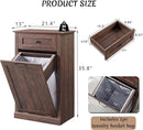 Tilt Out Laundry Hamper Cabinet, 10 Gallon Farmhouse Trash Can Cabinet with Drawer, Hidden Wood Garbage Can Bin Cabinet with Laundry Storage Basket for Bathroom, Kitchen, Brown by CozyNest Decor
