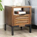 Bme Millie Solid Acacia Wood Rustic Nightstand with Drawers & Open Shelf, Pre-Assembled Industrial Modern Side Table for Living Room, Bedroom by CozyNest Decor