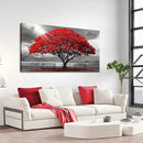 AJAZIKO Red Wall Art - Modern Framed Wall Art for Living Room - Red Tree Black and White Landscape Canvas Prints Posters & Prints for Home Office Bedroom Decorations - Large Wall Pictures 24×48IN by CozyNest Decor
