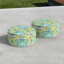 LVTXIII Inflatable Stool Ottoman Footrest with Handle, All Weather Foot Rest, Indoor or Outdoor Use for Home Patio Garden and Camping, D21 x H9, Damask Green by CozyNest Decor