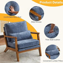 Karl home Accent Chair Wide Armrest Mid-Century Lounge Chair Chenille Armchair with Lumbar Pillow & Solid Wood Frame for Living Room, Bedroom, Balcony, Dusty-Blue by CozyNest Decor