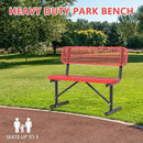 Heavy Duty Park Bench with Back Portable Frame, Outdoor Steel Bench with Backrest, Outdoor Park Bench Expanded Metal Mesh Bench for Lawn, Park, Deck, Garden, Patio, Porch, Black (Red, 4FT) by GreenHaven Gardens