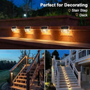 Solar Outdoor Lights, 8 Pack Solar Fence Deck Lights, Waterproof Outside Lighting for Step Railing Wall Pool Stair Yard Garden Patio Pool Decorations (Warm White) by GreenHaven Gardens