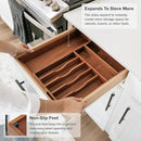 Premium Silverware, Flatware and Utensil Organizer for Kitchen Drawers, Food-Safe Contract Grade, Expandable from 10.5 to 19 In, Natural Acacia by CozyNest Decor