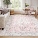 LIVEBOX Pink 8x10 Area Rug for Bedroom Girls, Boho Washable Rugs for Living Room Nursery, Non-Slip Indoor Soft Carpet Low-Pile Farmhouse Carpets for Dining Room Kids Playroom, Pink by TinyTreasures Baby Boutique