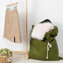 Linen Hanging Laundry Bag, Over The Door Laundry Hamper for Dirty Clothes, Drawstring Closure with Bottom Zipper, Army Green by CozyNest Decor
