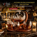 Etched World Decanter Whiskey Globe