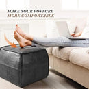Leather Ottoman,Handmade Stuffed Square Ottoman,Genuine Leather Pouf, Foot Rest Pouf,Comfortable Soft Seating for Living Room & Bedroom (Grey, Square) by CozyNest Decor