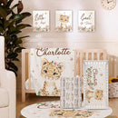 Personalized Nursery Crib Bedding Set: Custom Name 5 Piece Baby Crib Sets with Floral Leopard Design - Toddler Double Layer Blanket Set, Comfortable Crib Bed Sheets for Baby Grils by TinyTreasures Baby Boutique