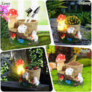 Garden Rabbit Statue,Resin Rabbit Figurine with Solar LED Light,Flower Pots Planters Pots for Succulent,Bunny Statue for Patio Balcony Yard Lawn Decor,Unique Gift for Dad Mom Grandma by GreenHaven Gardens