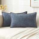 MIULEE Pack of 2 Couch Throw Pillow Covers 12x20 Inch Dark Grey Blue Farmhouse Decorative Pillow Covers with Stitched Edge Soft Chenille Solid Dyed Spring Pillow Covers for Sofa Bed Living Room by CozyNest Decor