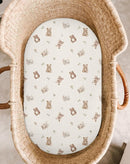 Bassinet Sheet for Baby Boy and Girl 2 Pack, Fitted Sheets for Rectangle, Oval, Hourglass Bassinet Mattress, Muslin Moses Basket Sheets with Neutral Style (Teddy & Friends) by TinyTreasures Baby Boutique