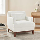 Modern Accent Chair with Terry Fabric, Upholstered Armchair with Spring Package Cushion & Solid Wood Frame, Comfy Lounge Chair for Living Room, Bedroom, or Reading Corner, Terry, White by CozyNest Decor