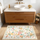 Floral 2x3 Area Rug Machine Washable Soft Print Boho Carpet Non Slip Doormat Low Pile Flower Area Rugs for Living Room Bedroom Nursery Kitchen Dining Room Indoor-Beige/White/Orange by TinyTreasures Baby Boutique