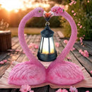 9.8" Garden Flamingo Statue with Solar Lantern,Heart Shaped Flamingo Decor,Unique Double Head Flamingo Gifts for Women,Mom,Lover by GreenHaven Gardens