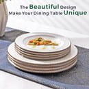 GBHOME Ceramic Dinnerware Sets,12 pcs Embossed Elegant Stoneware Plates and Bowls Sets, Housewarming Wedding Gift | Dishwasher & Microwave Safe | Dishes Set Service for 4 by CozyNest Decor