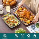 vancasso Serving Platters Set of 3, 16"/14"/12" Inch Rectangular Trays - Serving Platter Extra Large, Bohemian Ceramic Serving Dish for Entertaining Food, Microwave & Dishwasher Safe, Colorful by CozyNest Decor