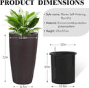 2Pack 22" High Modern Plant Pots Planter-Self-Watering Indoor/Outdoor Planting with Drain Holes, Water Level Monitor, Inner Bucket for Front Porch Patio, Brown Rattan Conical by CozyNest Decor