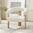 VKNOW Accent Chairs Set of 2, Modern Upholstered Living Room Chair Armchair with Solid Wood Legs, Comfy Barrel Arm Chairs for Living Room Bedroom, Cream by CozyNest Decor