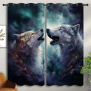 Forest Wildlife Blackout Curtains for Boys Girl Bedroom Decor,Blue Fantasy Starry Sky Howling Wolf Thermal Insulated Grommet Drapes Darkening Window Curtain for Living Room Home 55x63 inch by TinyTreasures Baby Boutique