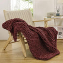 WESHIONGOO Chunky Knit Blanket Throw 40"×40" Knitted Throw Blankets for Couch Bed Fluffy Soft Blanket with Jumbo Chenille Yarn Thick 100% Handmade (Burgundy Red) by CozyNest Decor