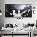 Mountain Hand Painting Wall Decor For Living Room - Extra Large Waterfall Pictures Wall Art For Office - Landscape Canvas Wall Art For Bedroom Size 36 x 72 Inch by CozyNest Decor