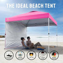 CROWN SHADES 10x10 Pop Up Canopy with 1 Side Wall - Beach Tent with One Push Setup - Outdoor Sun Shade for Events, Parties, Camping - Gazebo with STO-N-Go Cover Bag (Pink) by GreenHaven Gardens