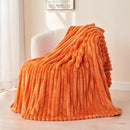 NEWCOSPLAY Super Soft Fall Queen Blanket Orange Premium Silky Flannel Fleece 3D Ribbed Jacquard Lightweight Bed Blanket All Season Use (Orange Ribbed, Queen(90"x90")) by CozyNest Decor