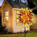 Solar Wind Spinner Metal Sun Decor, Wind Sculptures & Spinners 60.3 in Garden Kinetic Art with Solar Powered Vine String Shining LED Lights for Outdoor Garden Lawn Yard by CozyNest Decor