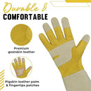 HANDLANDY Rose Pruning Gardening Gloves for Men Women, Thorn Proof Forearm Protection Leather Garden Gloves, Gardening Gifts for Gardeners (Yellow- Goatskin, X-Large (Pack of 1)) by GreenHaven Gardens