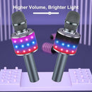 BONAOK Karaoke Microphone for Kids & Adults - Bluetooth Microphones Singing Mic with Disco Lights, Echo Effect, Built-in Speaker Portable Karaoke Player for Party Travel Gifts Q78(Space Gary) by TinyTreasures Baby Boutique